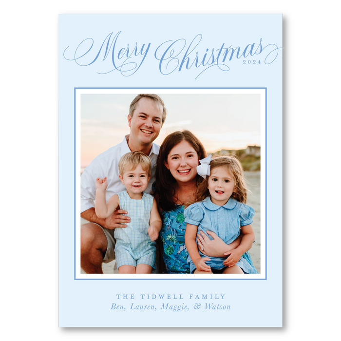 Christmas Script Photo Mount Holiday Card