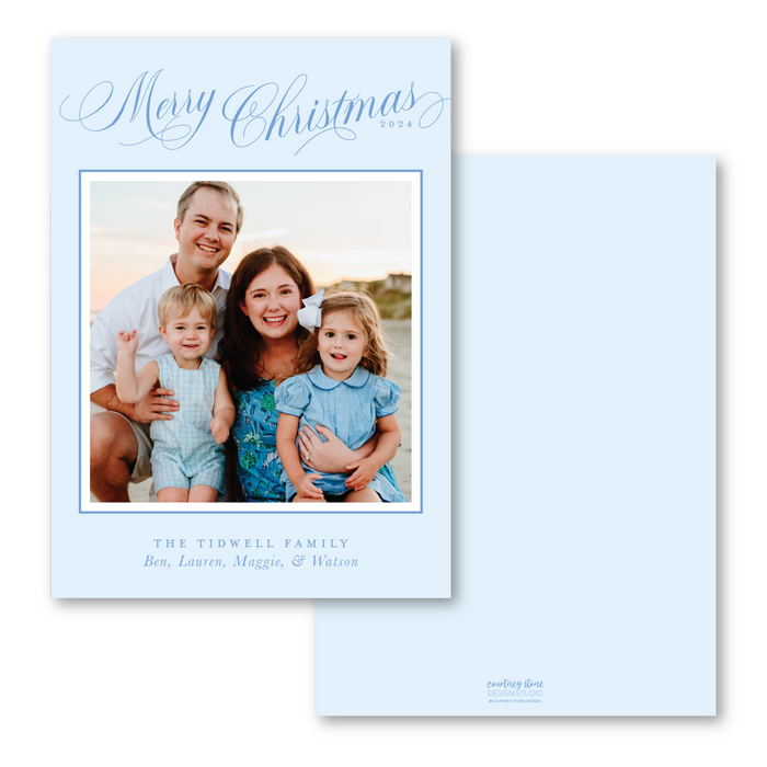 Christmas Script Photo Mount Holiday Card