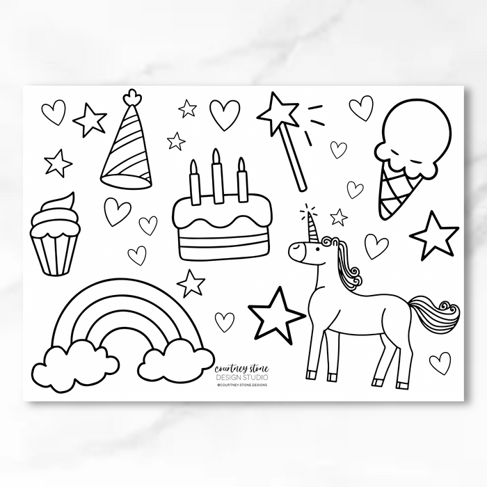 Children's Birthday Coloring Stationery - 5x7 Card