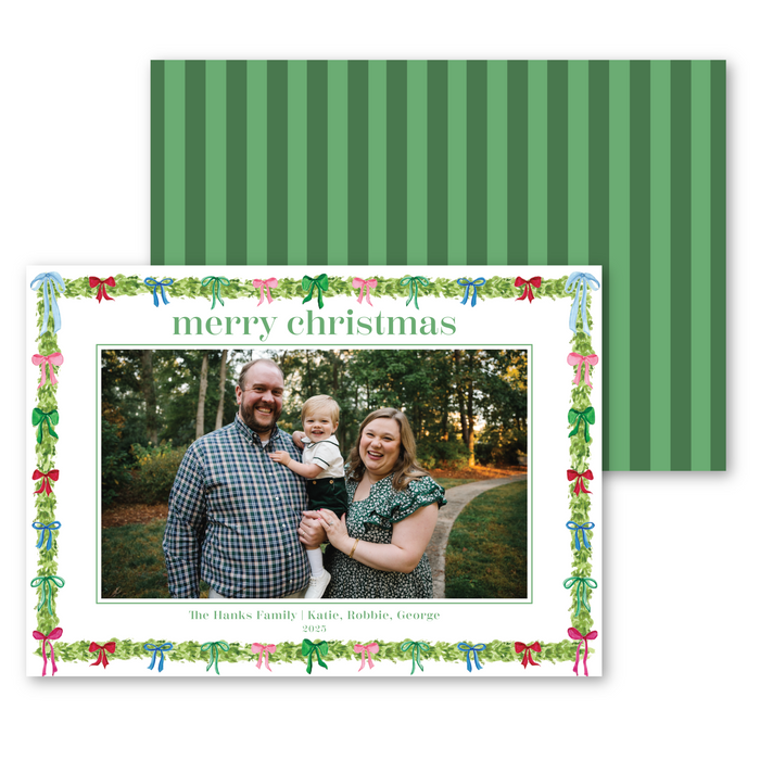 Decked in Bows Garland Horizontal Holiday Card