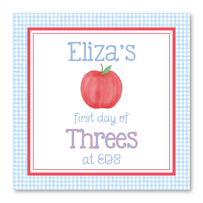 Fundraiser B2S Sign: Blue Gingham Apple