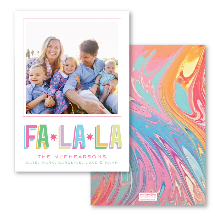 FA-LA-LA Marble Photo Mount Holiday Card