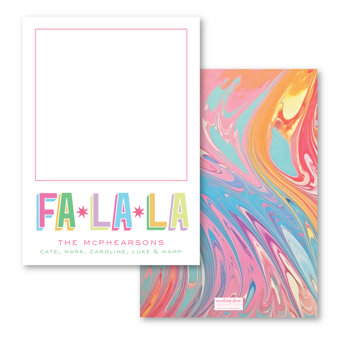 FA-LA-LA Marble Photo Mount Holiday Card