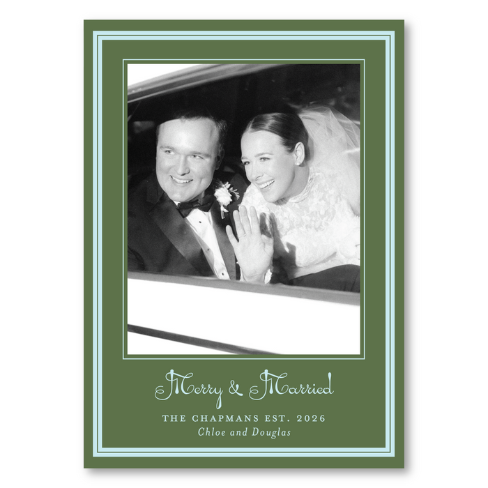 Merry & Married Script Holiday Card