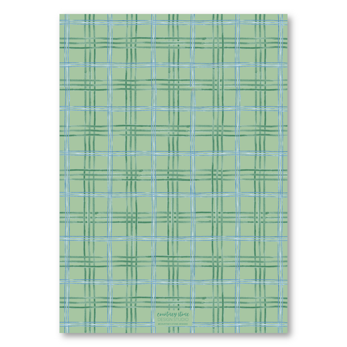 Watercolor Green Plaid Holiday Card