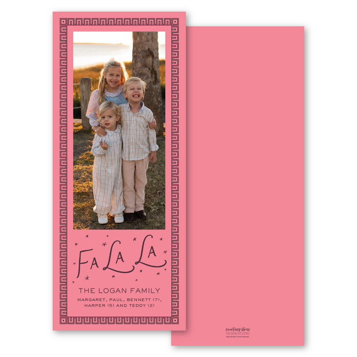 Fa La La Greek Key Skinny Holiday Card
