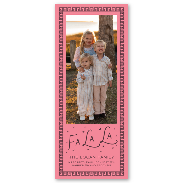 Fa La La Greek Key Skinny Holiday Card