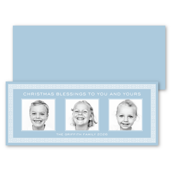 Christmas Blessings 3-Photo Skinny Holiday Card