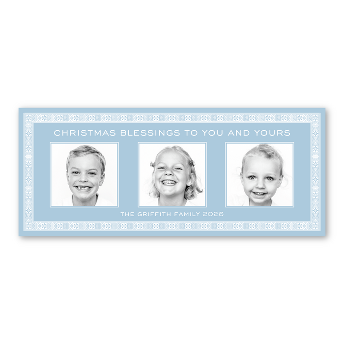 Christmas Blessings 3-Photo Skinny Holiday Card