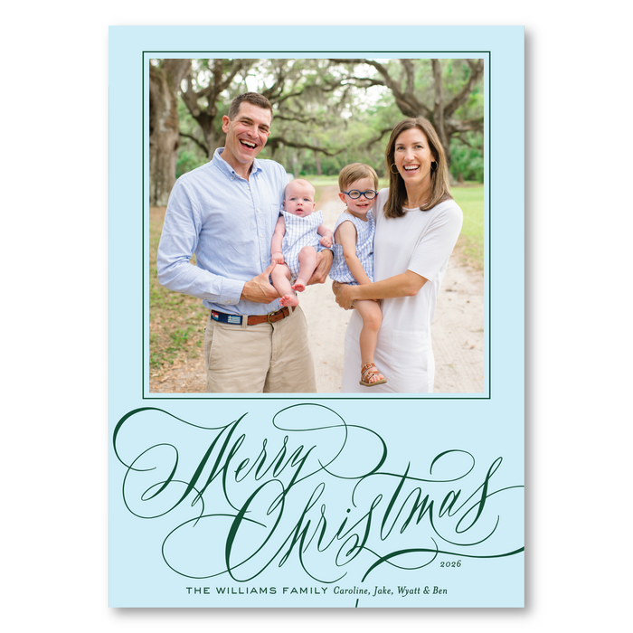 Merry Christmas Hand Calligraphy Holiday Card