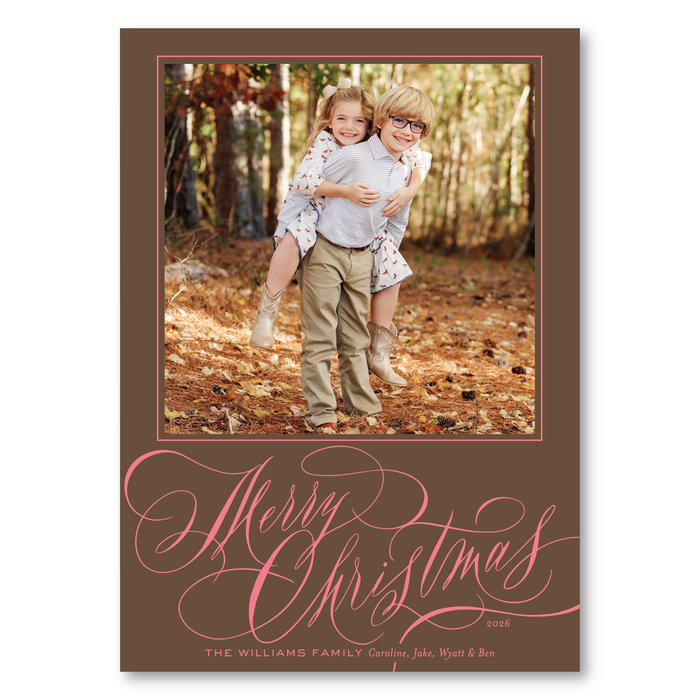 Merry Christmas Hand Calligraphy Holiday Card