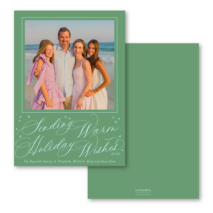 Warm Holiday Wishes Script Holiday Card