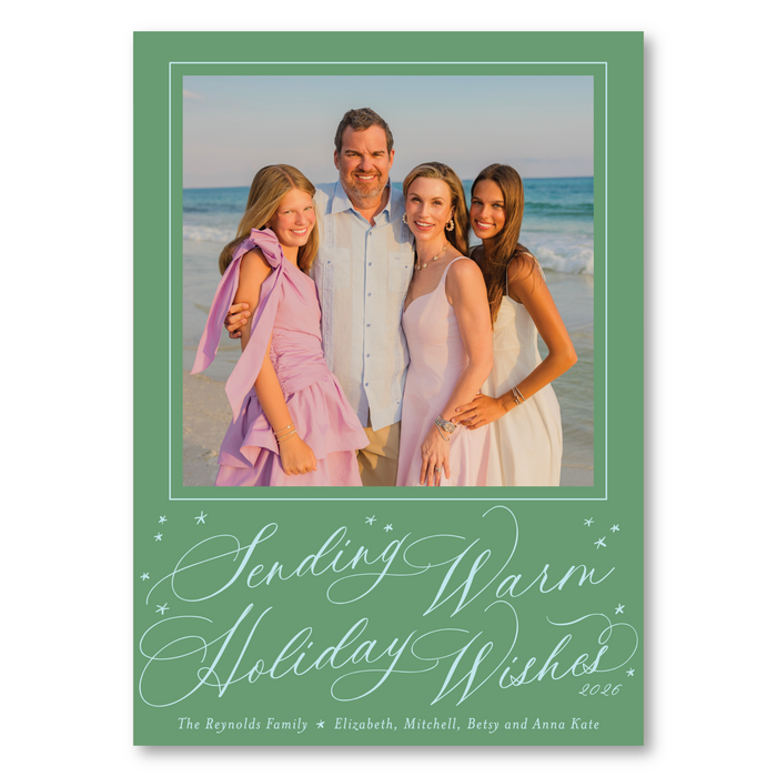 Warm Holiday Wishes Script Holiday Card