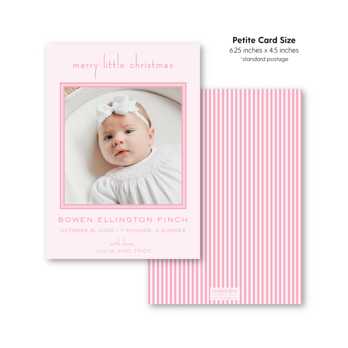 Merry Little Christmas Announcement - Pink - Petite