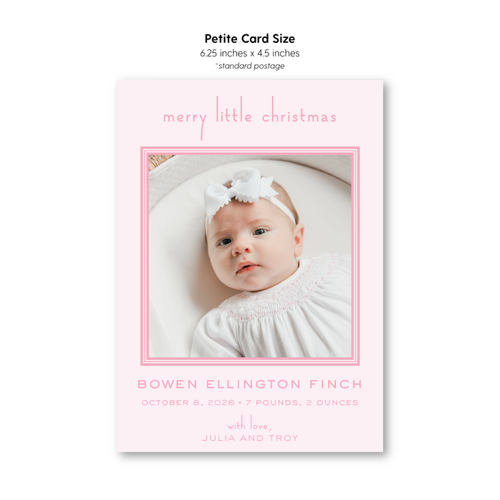 Merry Little Christmas Announcement - Pink - Petite