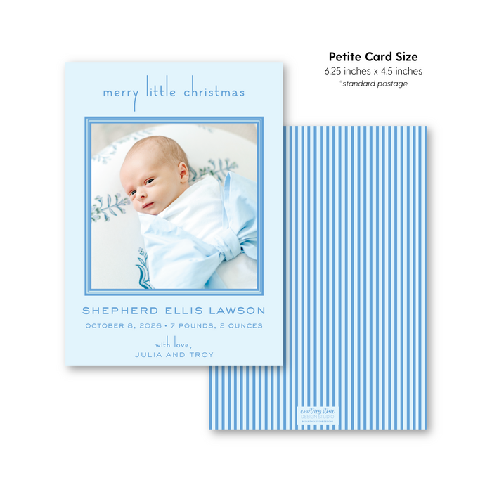 Merry Little Christmas Announcement - Blue - Petite