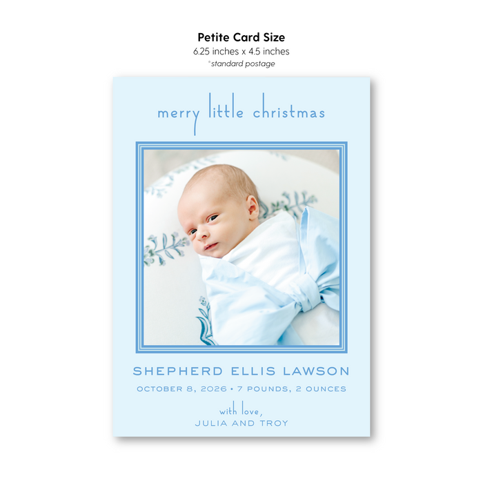 Merry Little Christmas Announcement - Blue - Petite
