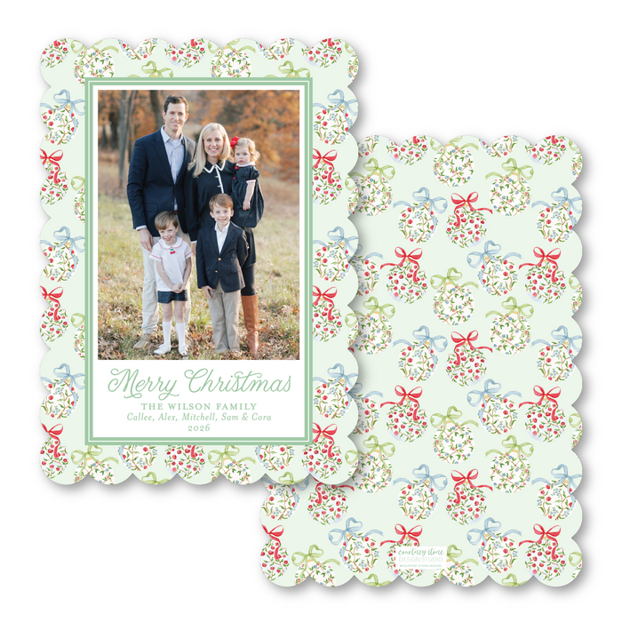 Chinoiserie Ornament - Green - Scallop Holiday Card