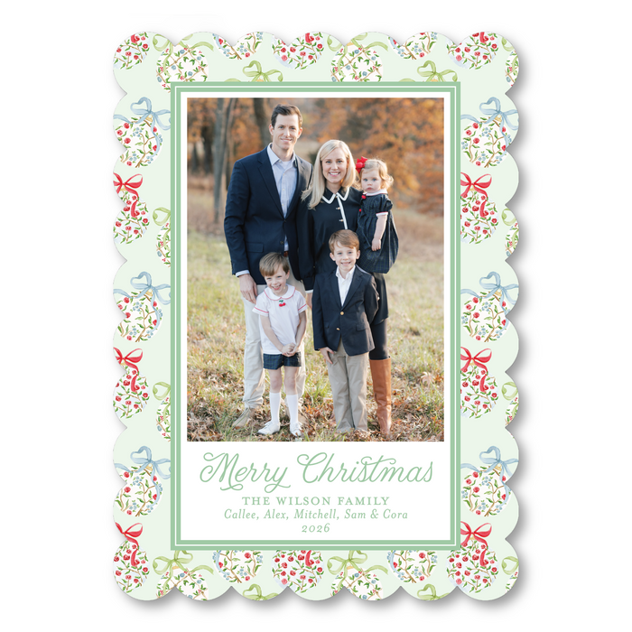 Chinoiserie Ornament - Green - Scallop Holiday Card
