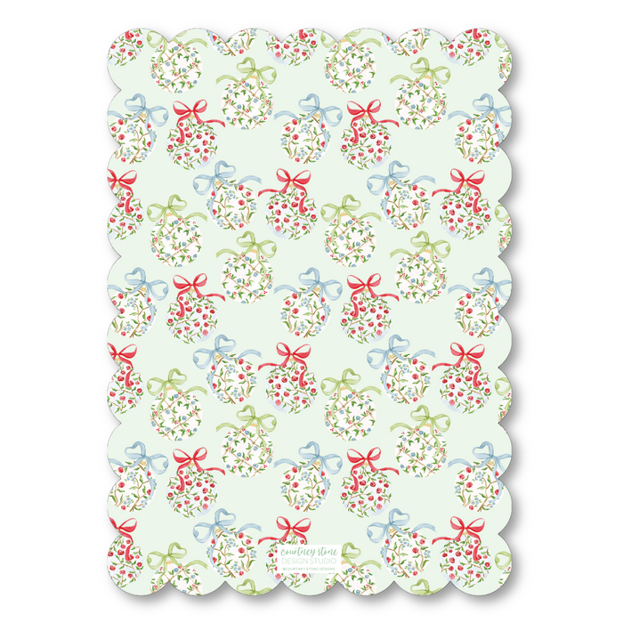 Chinoiserie Ornament - Green - Scallop Holiday Card