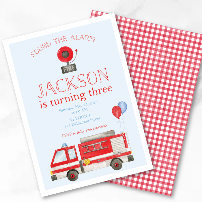 Firetruck Birthday Invitations