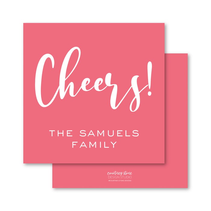 Cheers Color Background Enclosure Card | Gift Tag (choose your color)