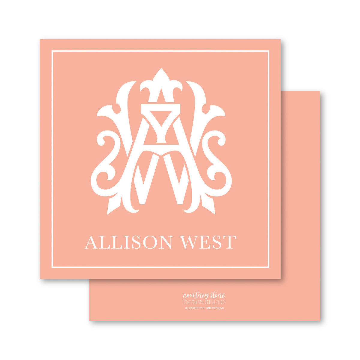 Interlocking Monogram Color Background Enclosure Card | Gift Tag (choo ...