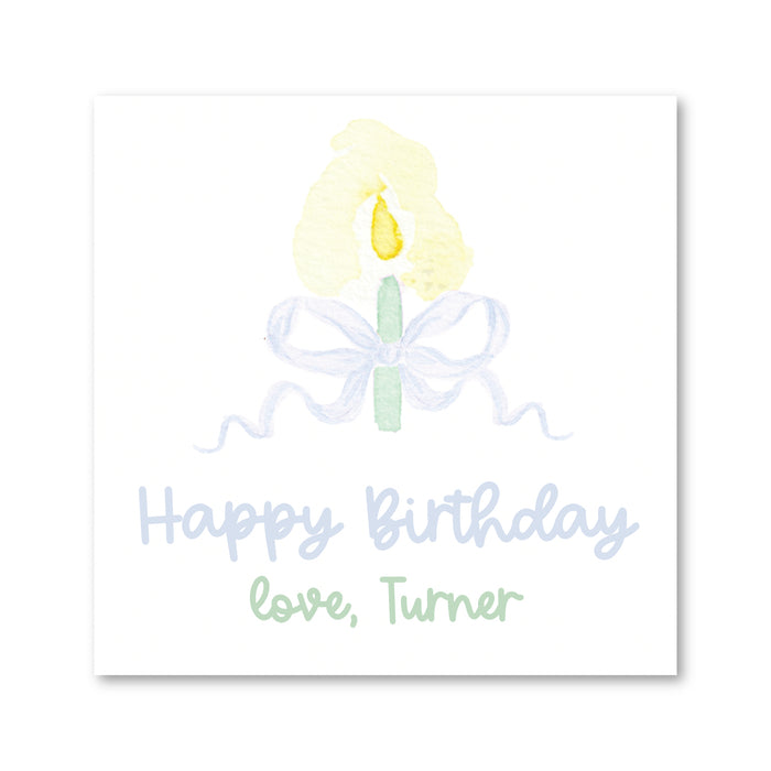 Blue Birthday Candle Enclosure Card | Gift Tag