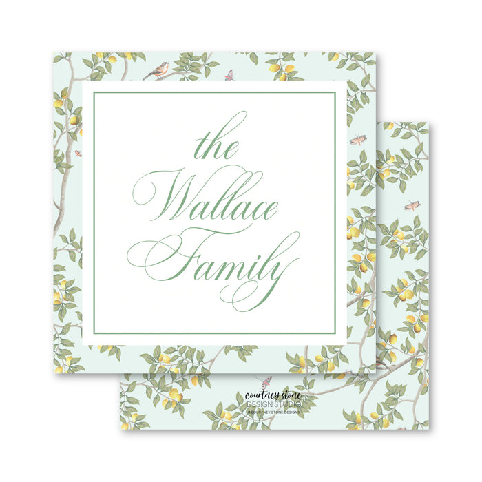 Mint Chinoiserie Vine Enclosure Card | Gift Tag