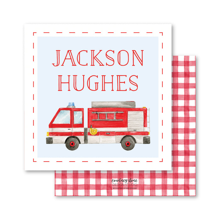 Firetruck Enclosure Card | Gift Tag