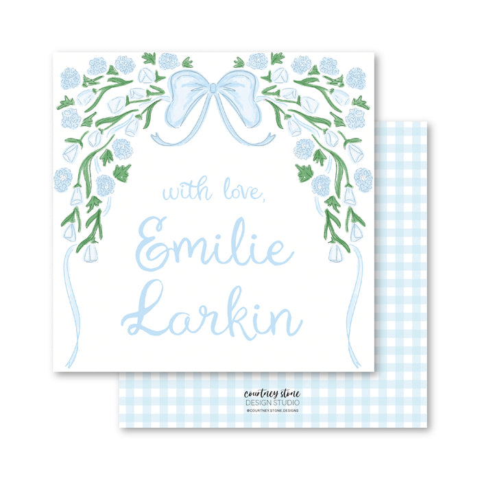 Blue Floral Frame Enclosure Card | Gift Tag