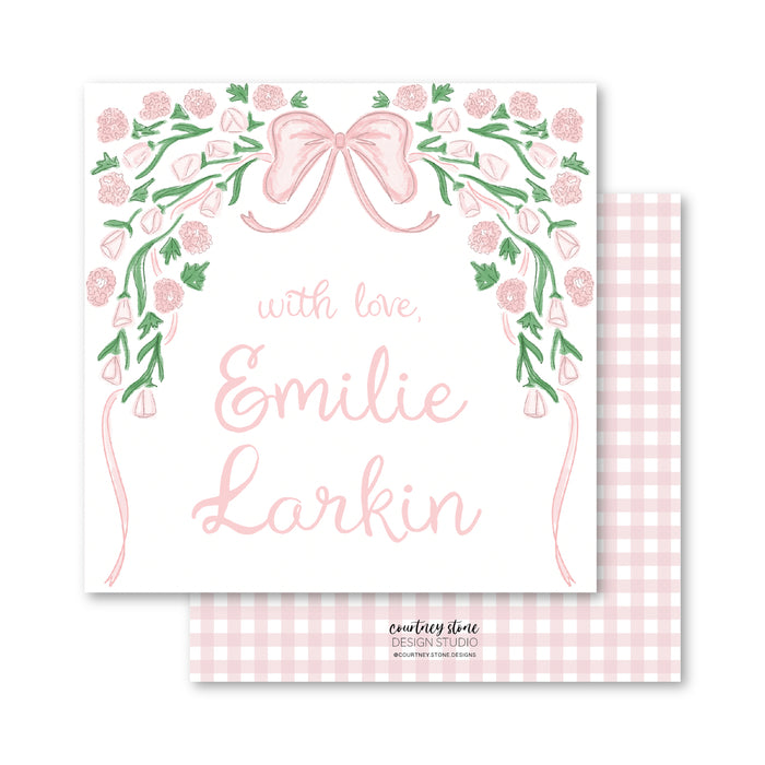 Pink Floral Frame Enclosure Card | Gift Tag