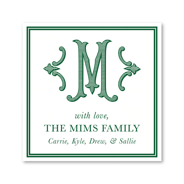 Lined Initial Enclosure Card | Gift Tag (choose your color)