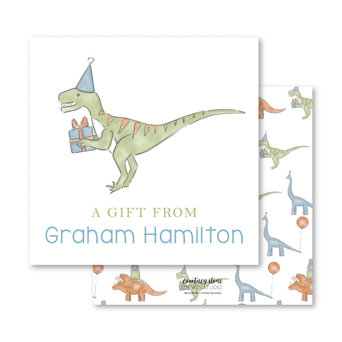 Birthday T-Rex Dinosaur Enclosure Card | Gift Tag