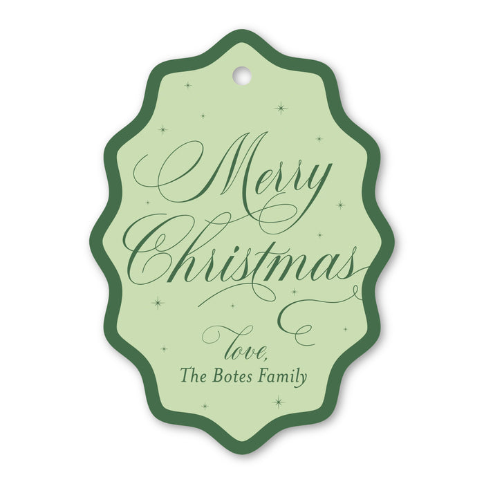 Merry Christmas Wavy Oval Gift Tag