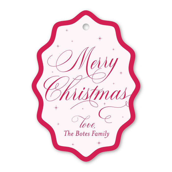 Merry Christmas Wavy Oval Gift Tag