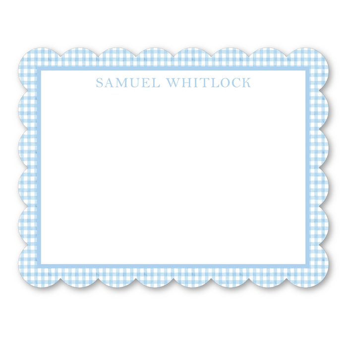 Blue Gingham Scallop Cut-Out Stationery