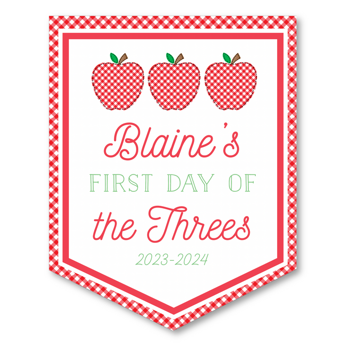 Back To School Sign - Gingham Apple Script