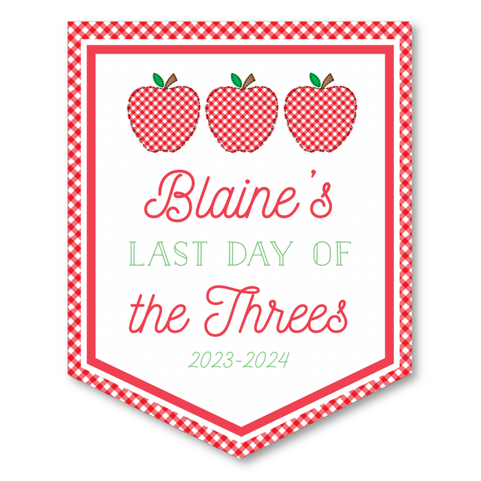 Back To School Sign - Gingham Apple Script