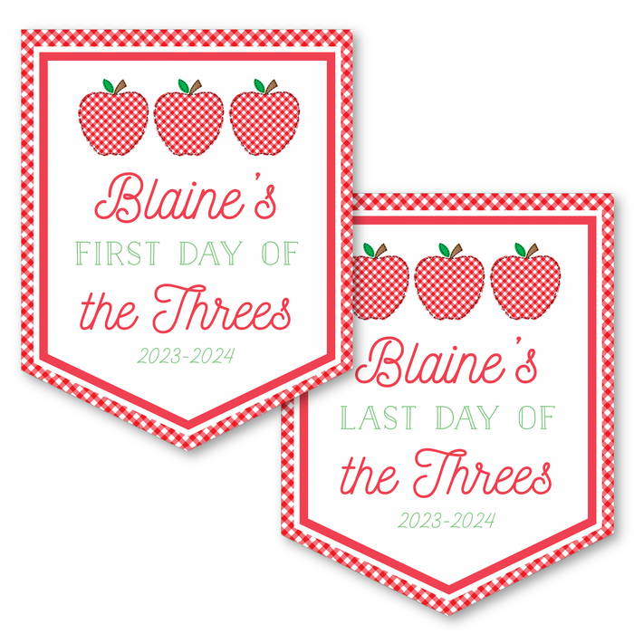 Back To School Sign - Gingham Apple Script