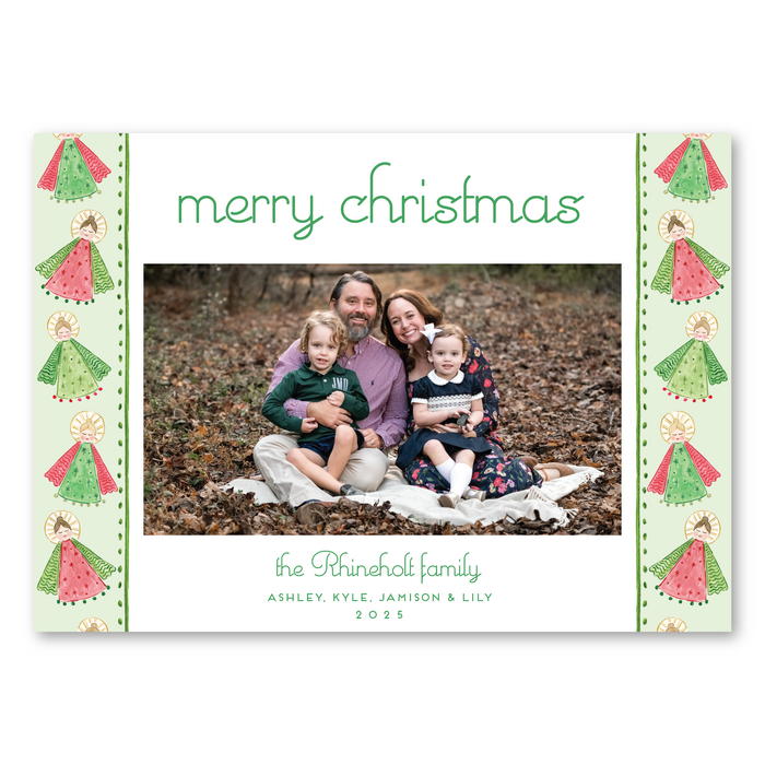 Green Angel Horizontal Holiday Card