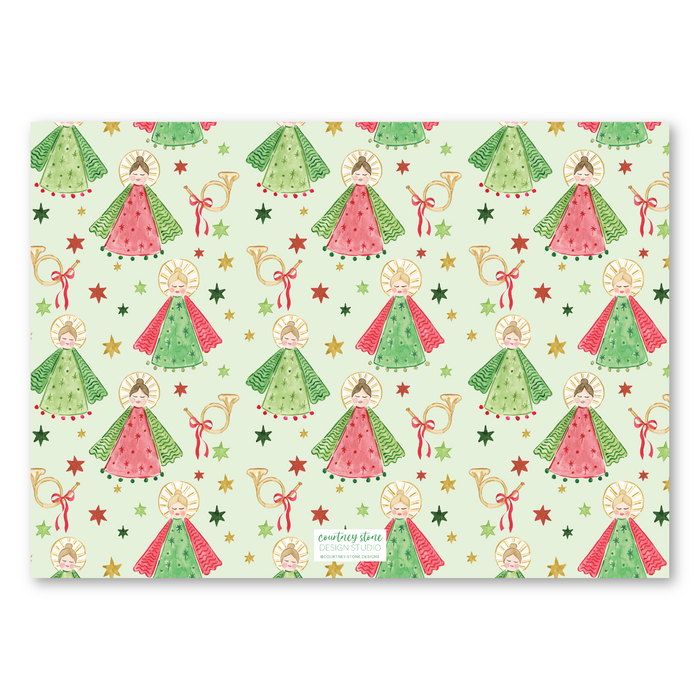 Green Angel Horizontal Holiday Card