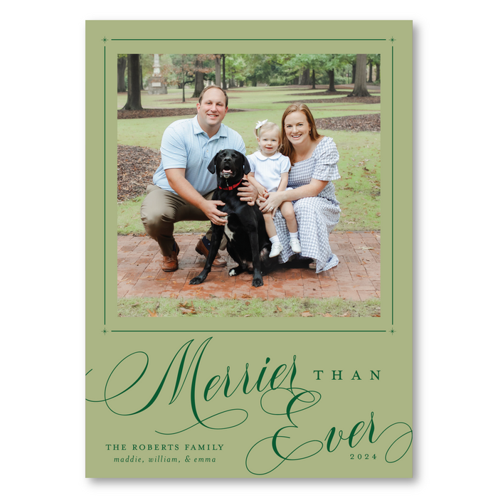 Merrier Than Ever Marble Holiday Card - Green