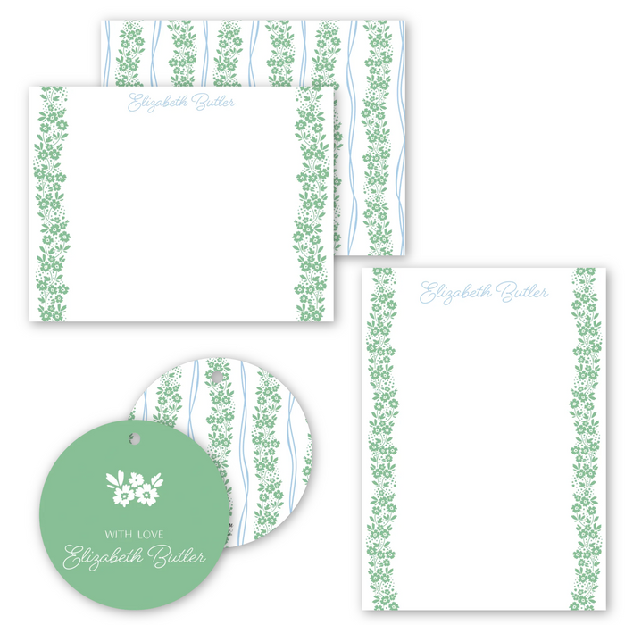 Green Floral Trellis Circle Gift Tags