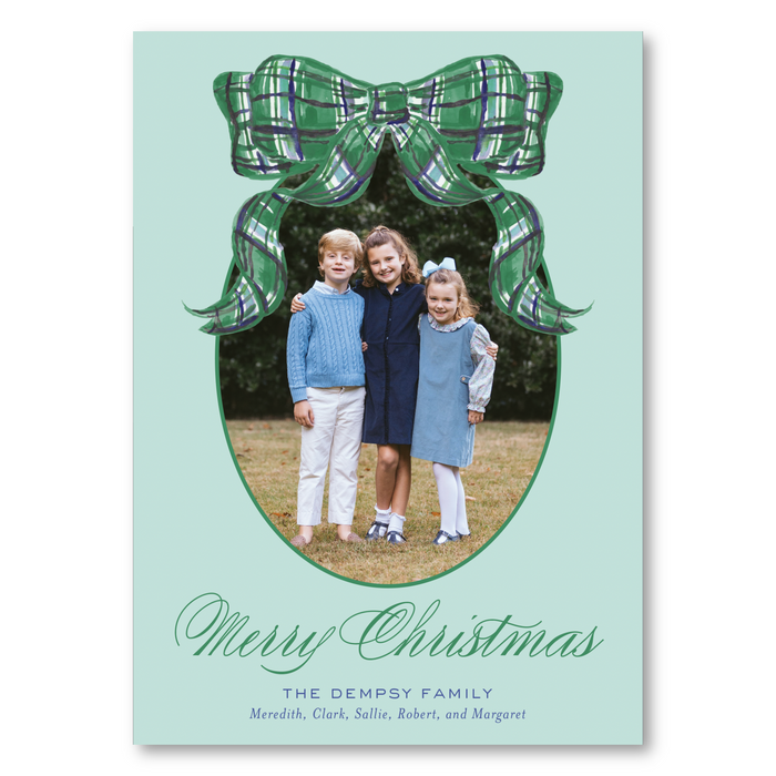 'Green Tartan Bow' Holiday Card