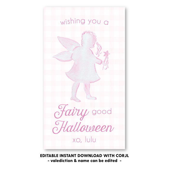 Fairy Halloween Tag - Self-Edit, Print at Home