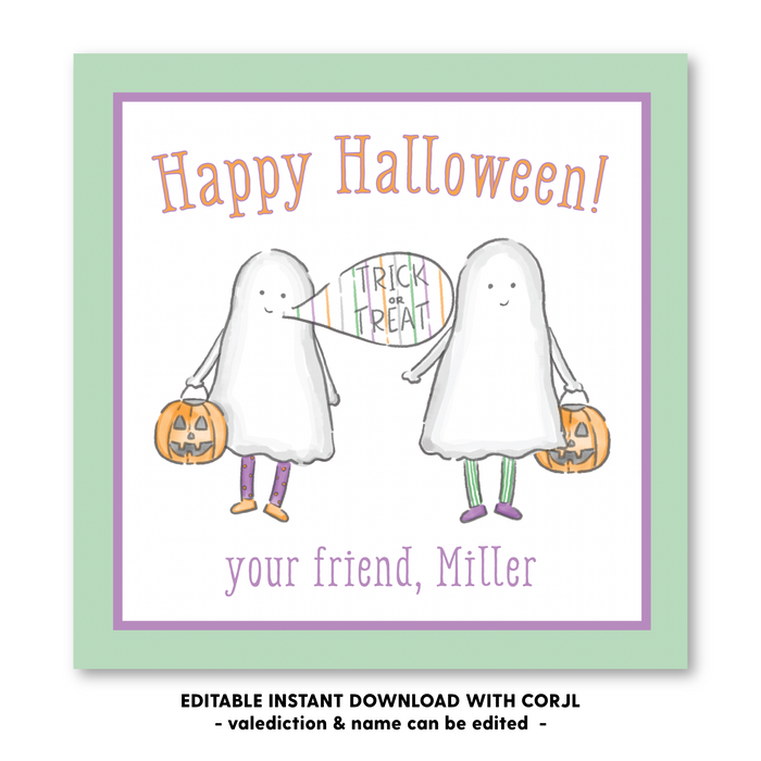 Ghost Friends - Halloween Tag - Self-Edit, Print at Home