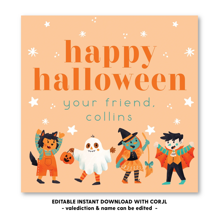 Monster Friends Halloween Tag - Self-Edit, Print at Home