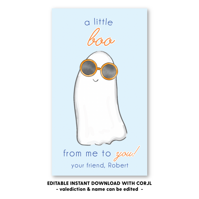Sunglasses Ghost Halloween Tags - Blue