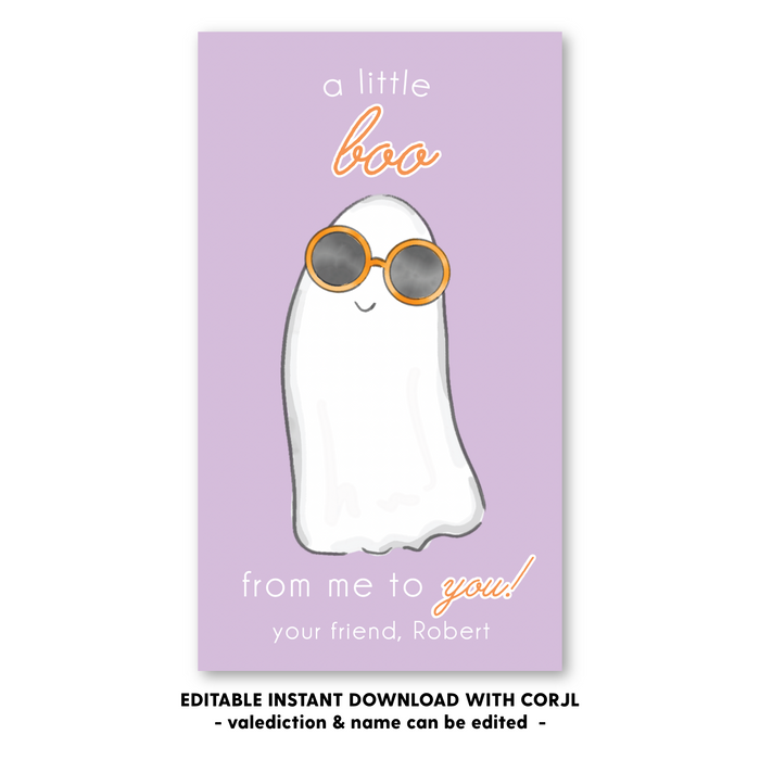 Sunglasses Ghost Halloween Tags - Purple